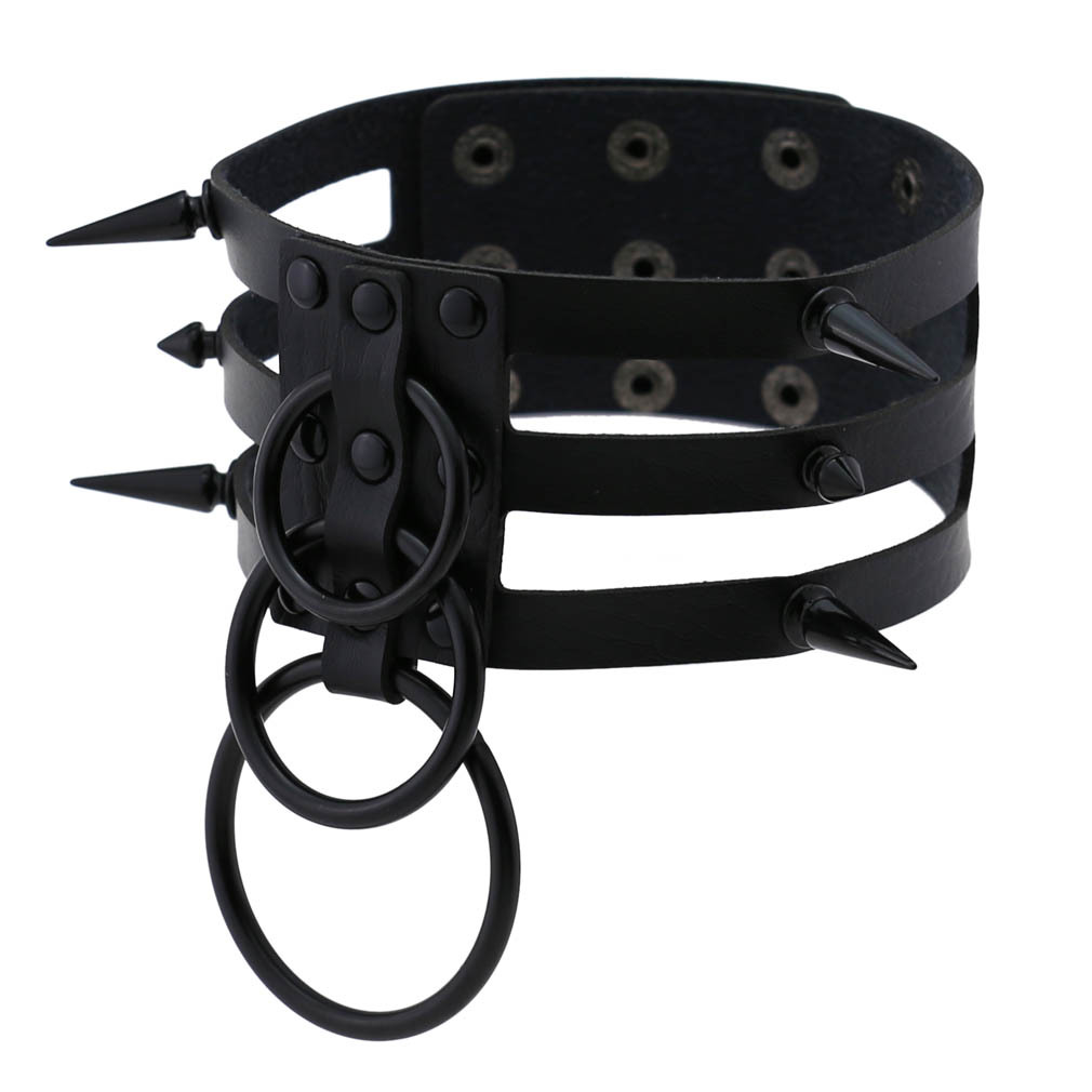 패션 여성 남성용 검은색 리벳 장식 가죽 초커 목걸이, - Women'S Emo Accessories 리뷰 및 가격