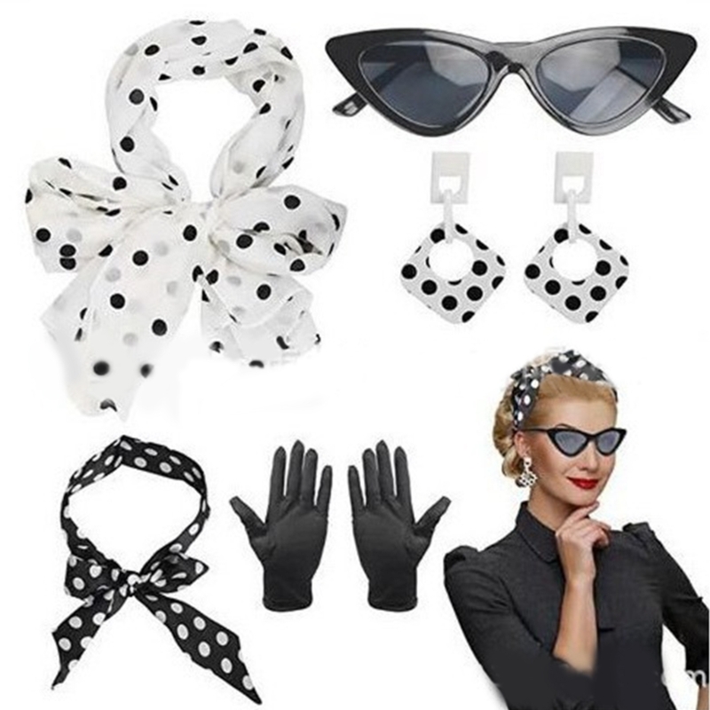 1950년대 스타일의 여성 의상 5종 세트: 도트 무늬 - Women'S Accessories In The 1950S 리뷰 및 가격