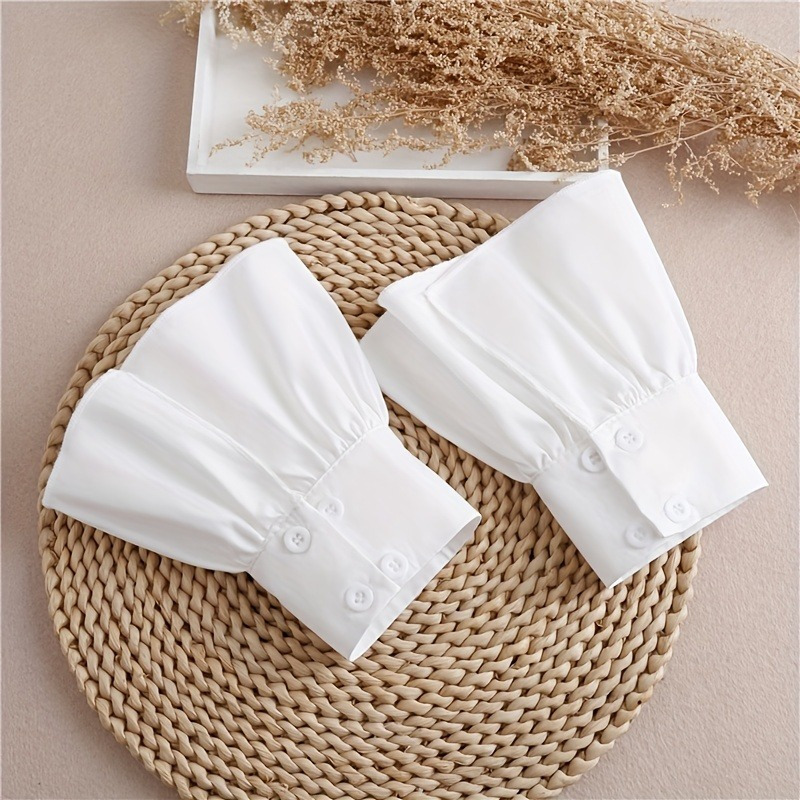 2pcs 프릴 심플 화이트 커프스 트럼펫 모양의 슬리브 - Women'S Accessories Clothing 리뷰 및 가격
