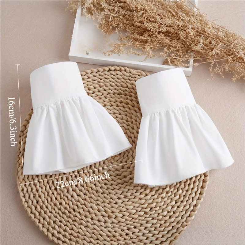 2pcs 프릴 심플 화이트 커프스 트럼펫 모양의 슬리브 - Women'S Accessories Clothing 리뷰 및 가격