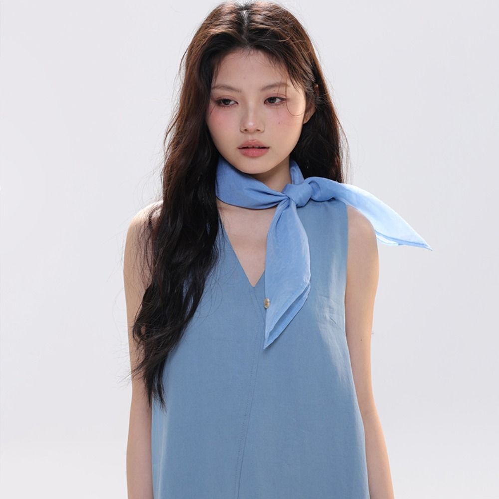 레트로 솔리드 컬러 작은 사각 스카프 투명 통기성 순색 - Silk Scarf Square 리뷰 및 가격